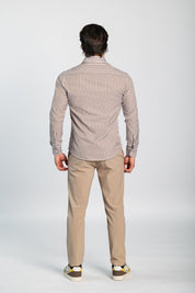 Collar shirt Jeffersson, Brown and White stripe