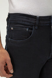 Mackane clothing jeans front view, dark blue